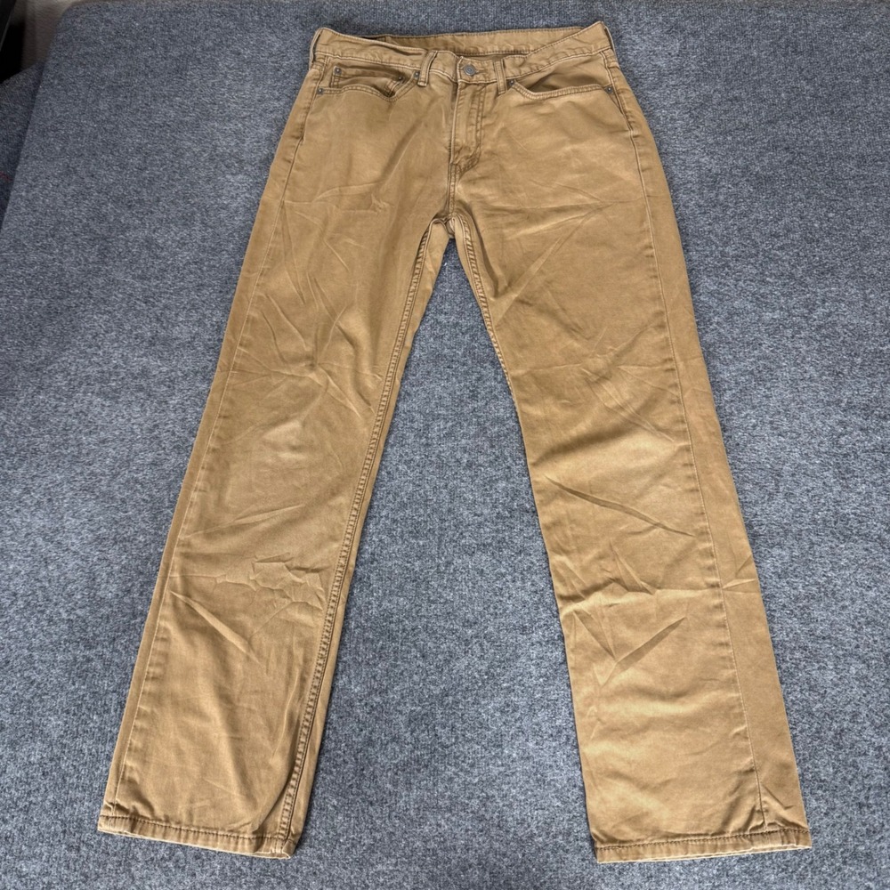 Levis 514 Mens 34x32 Tan Khaki Straight Fit Cotton Pants Casual Chino Trousers